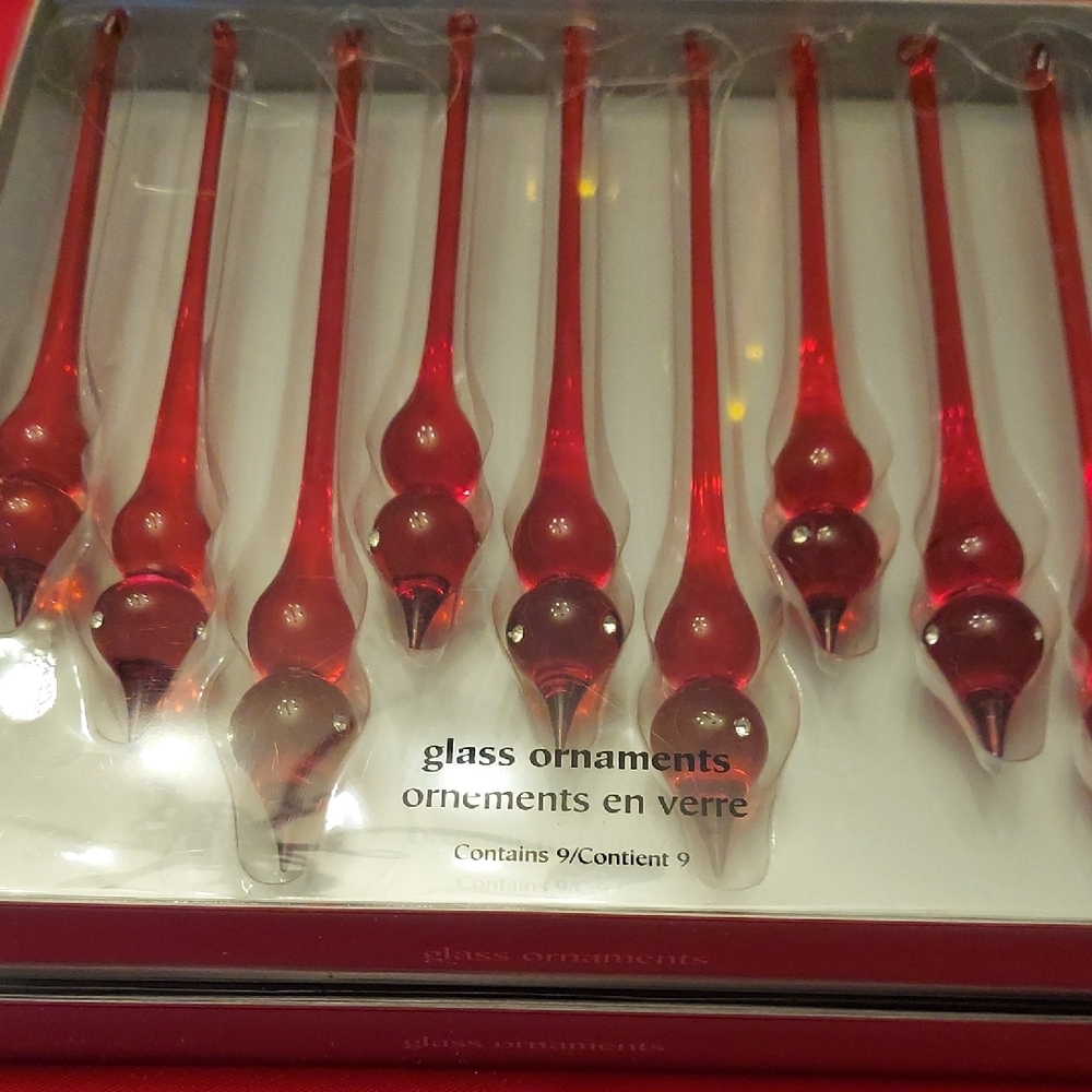 Pier 1 Red Glass Holiday Ornaments Set - Picture 3 of 5